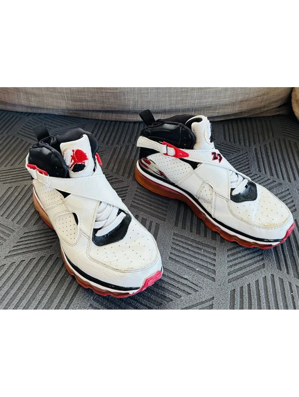 Air Jordan-vintage-Size 10.5-mid Top-Lace/Strap-Red,White,Black